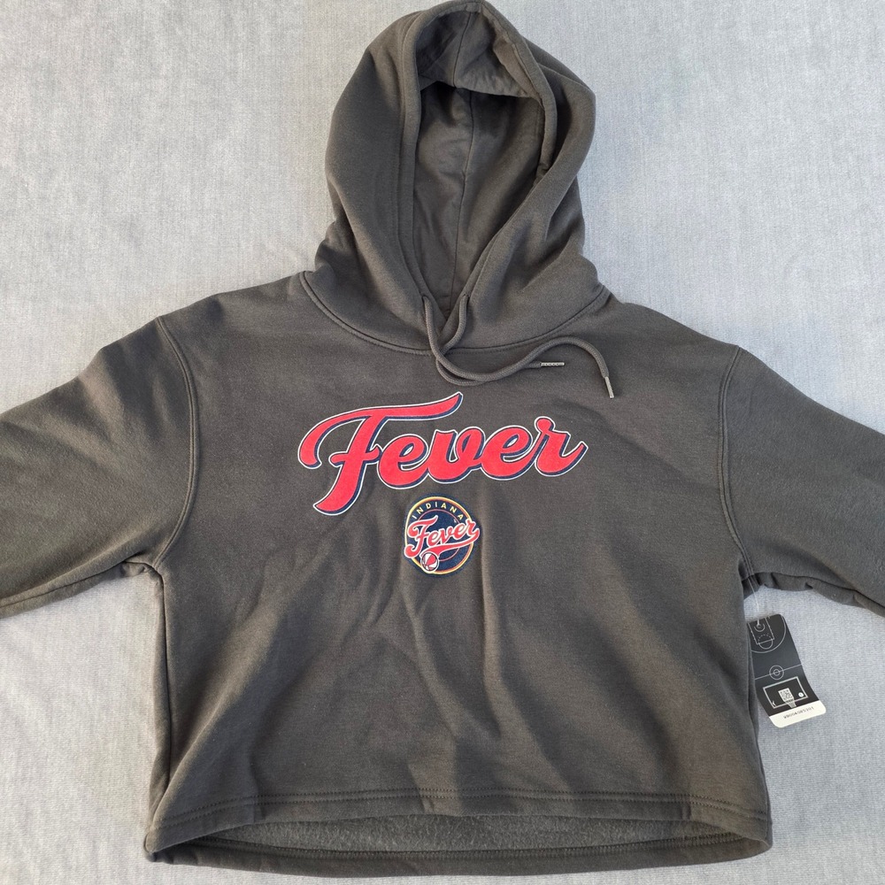 WNBA Indiana Fever Cropped Hoodie Womens Medium Charcoal Grey Fan Gear
